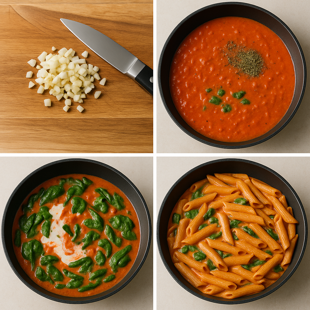 Easy Vegan Pasta Dinner: Creamy Tomato & Spinach Penne